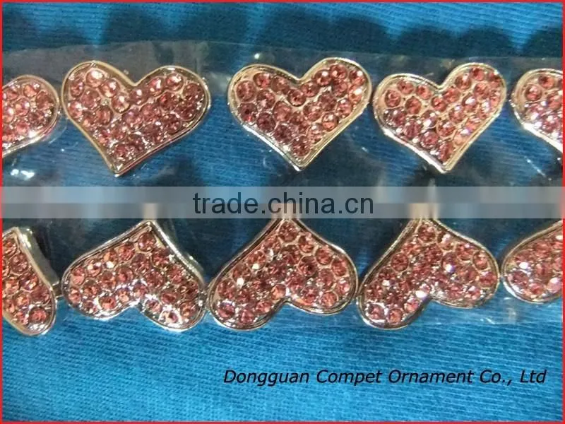 Produce slide diamond hearts Wholesale diamond letter 10 mm full rhinestone heart charm