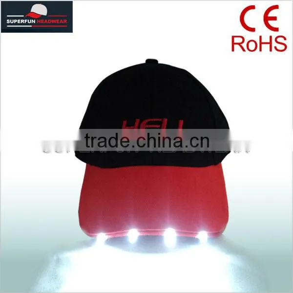 100% cotton embroidery cute logo LED cap