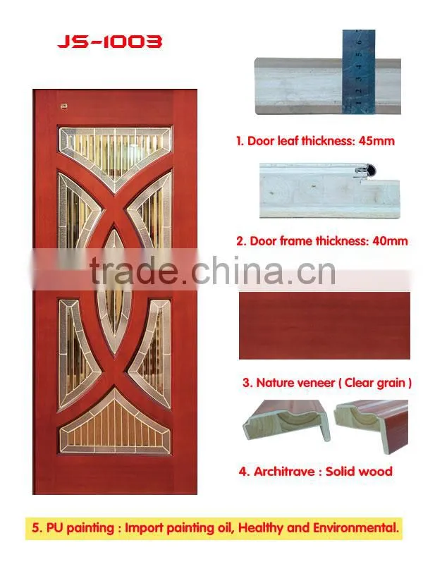Unique glass wooden doors solid door french door for villa