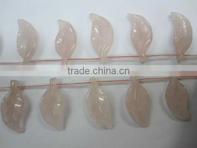 Chinese Rose Quartz carved leave