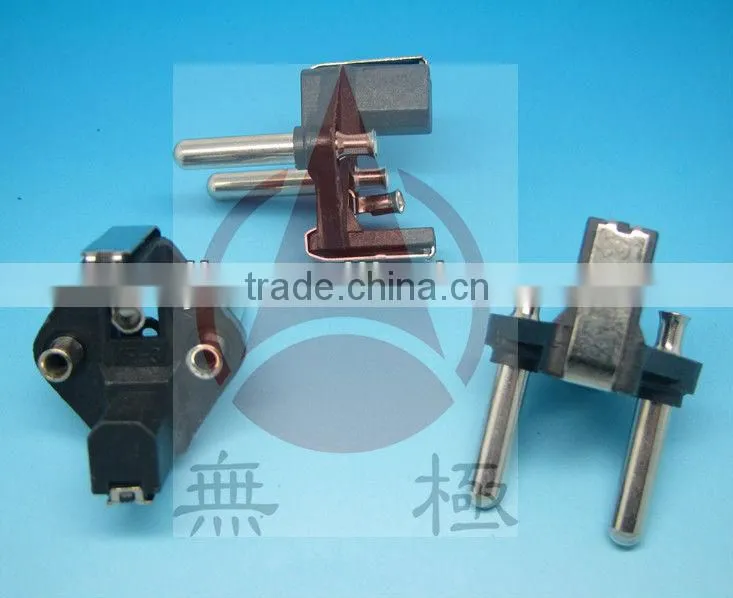 Nickel plated 4.8mm French AC Plug with 2 Pin ac power cord plug insert