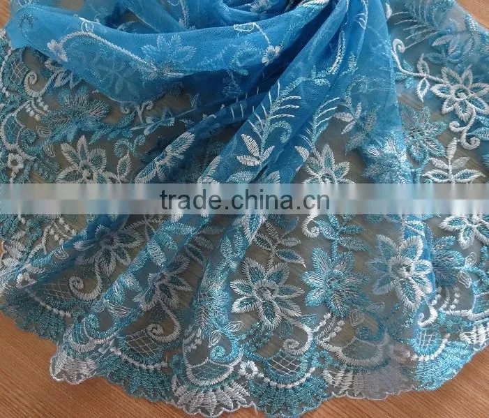2015 new design embroidered lace fabric for wholesale