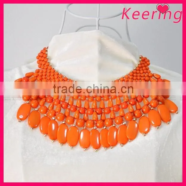 Wholesale latest model orange beaded necklace designs WNK-281