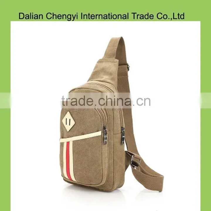 Trendy tactical qualified portable canvas chest bag with compartment