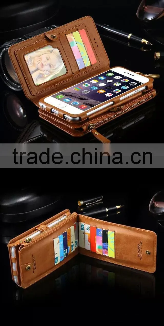 Leather cell phone case wallet card holder flip case cover for iphone 6 6s 6plus