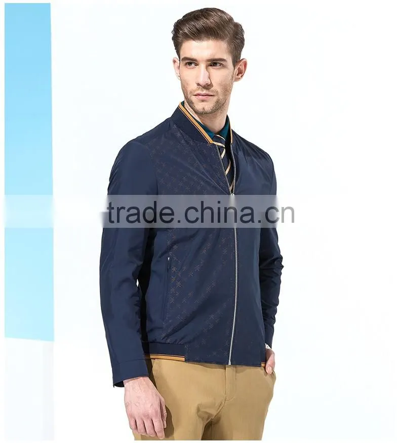 Navy Blue Casual Polyester Jacket Regular Fit Full Sleeves Jacket
