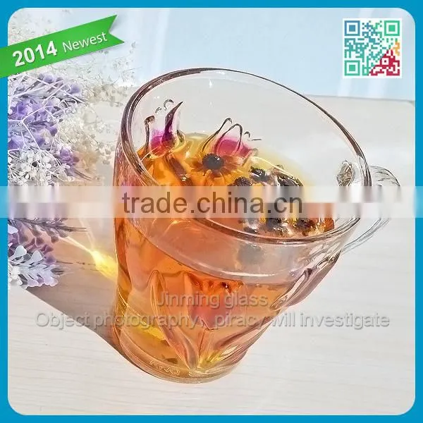 Colored Tulip Handle Drinking Glass Mugs Flower Embossed Logo Gift Drinking Glasses Cups Girls Favor Glass Gift Drinking Mugs