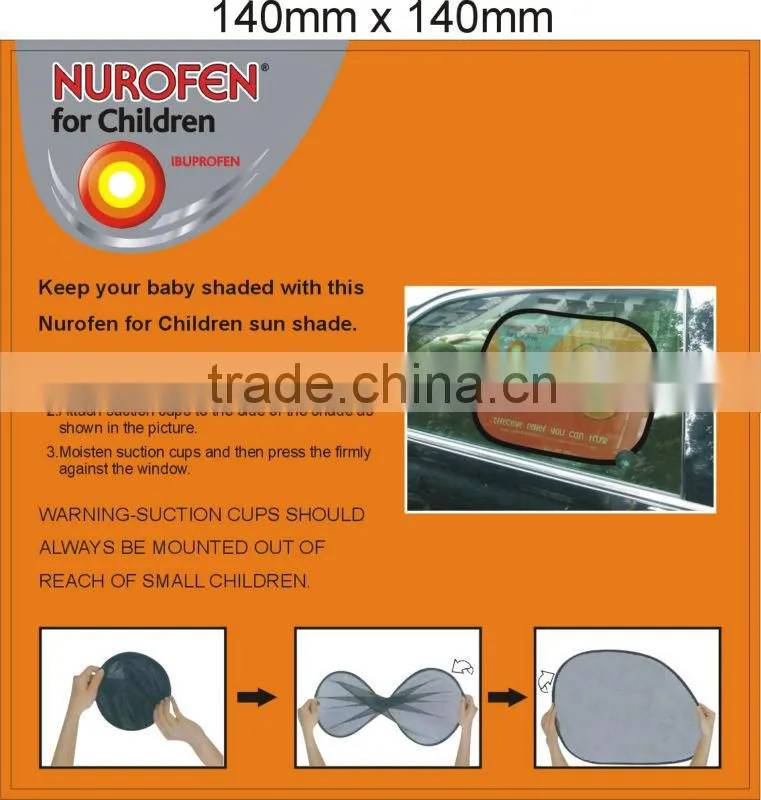 cute mesh car sunshade full color with 2 suctions