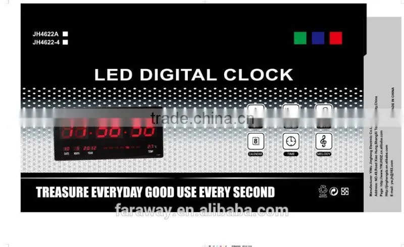 led digital clock for living room with date, temperature and alarm
