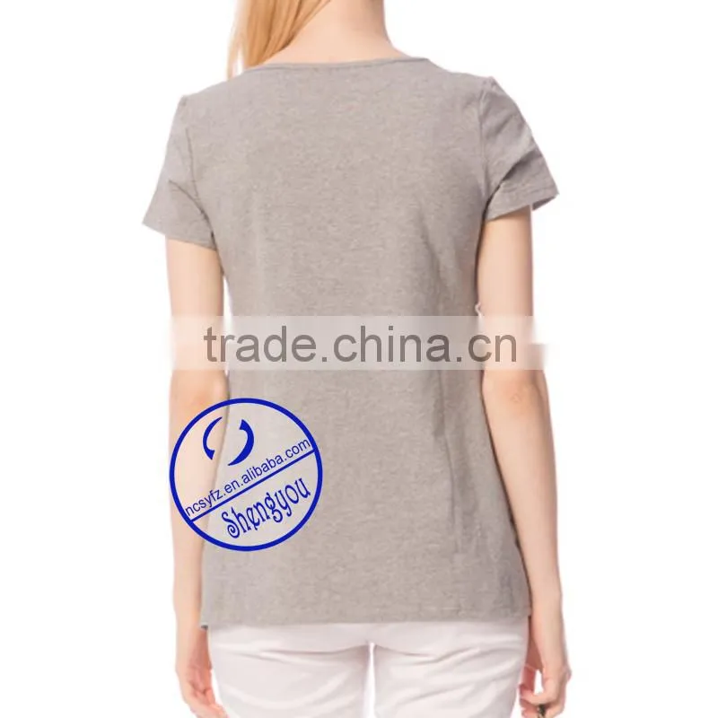 Custom spandex cotton plain blank short sleeve maternity t shirt
