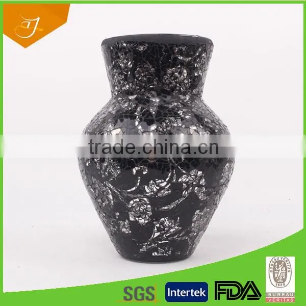 Black Mosaic glass vase For Home Decoration,High Quality Mosaic glass vase