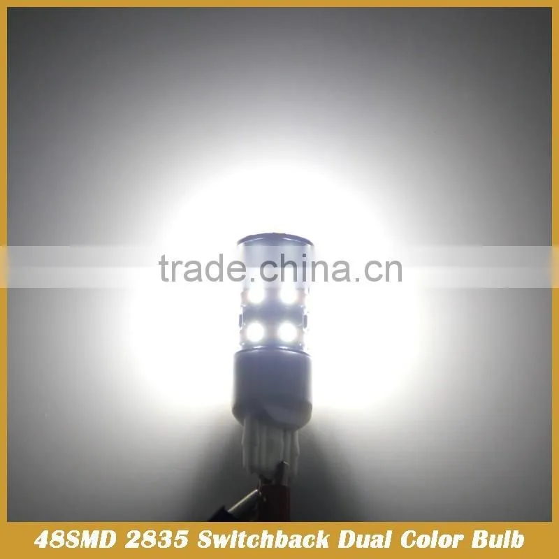 3157 48SMD 2835 LED Dual Color Switchback Turn Signal 1157 White Amber