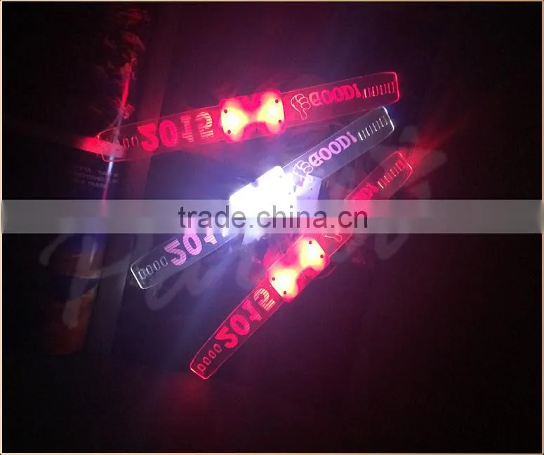 Led blinking happy silicon light up wristbands/bracelet