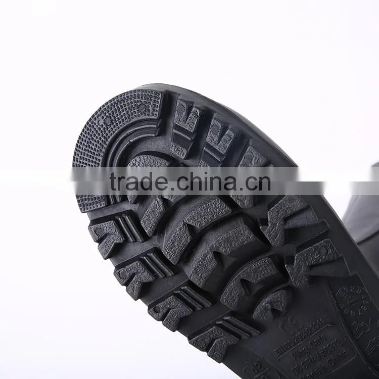 2016 Wholesale cheap black safety PVC rain boots, steel toe insert safety boots