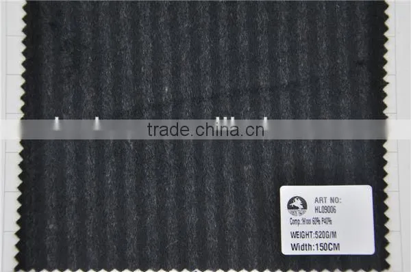 Wholesale high quality wool poly blend stripe woolen fabric for winter coats
