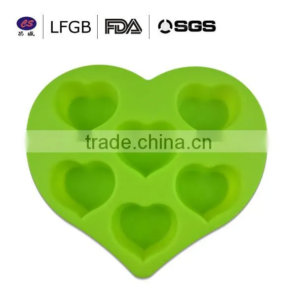 Hot sale ! food grade professional six heart shape silicone cake mould
