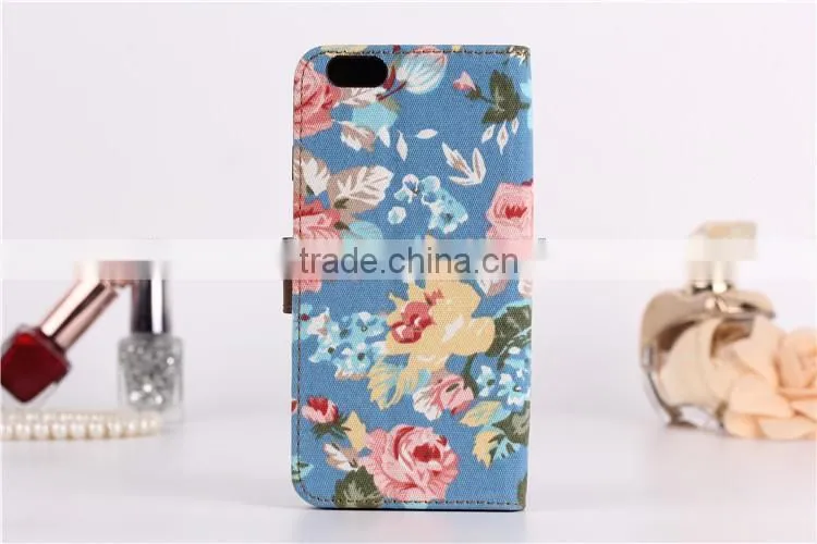 for iphone6 leather case wallet flower case for iphone 6