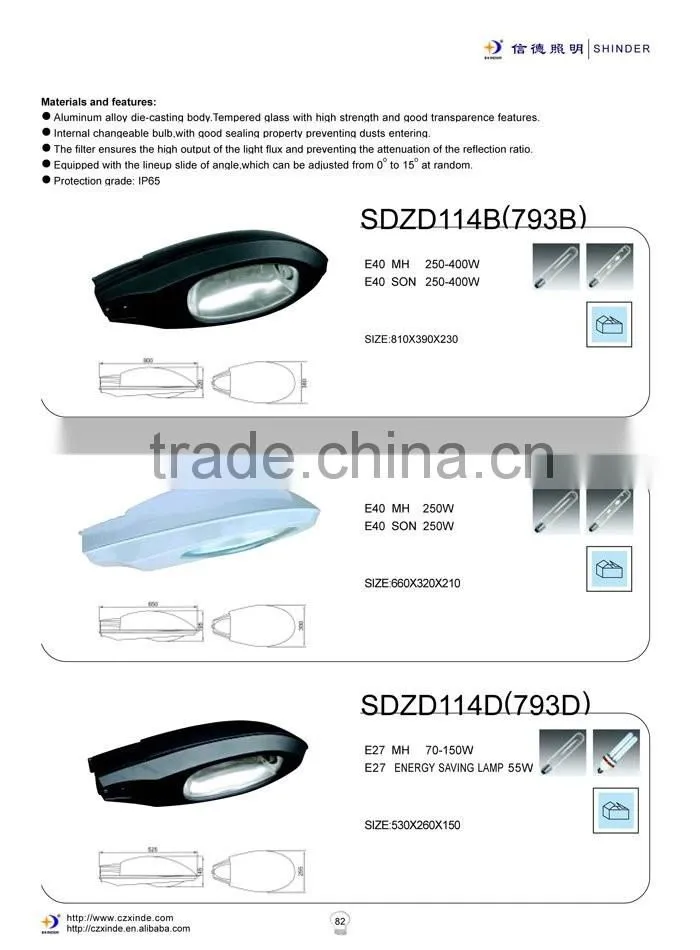 400w solar street light housing with aluminum die casting ip65
