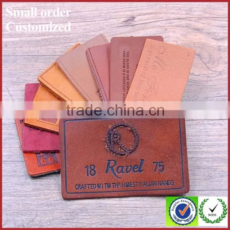 Private embossed yellow logo pu bag shirt label leather