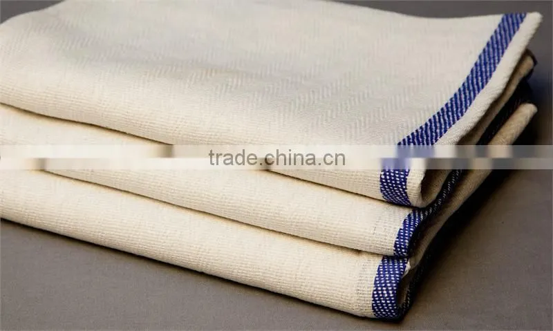 Herringbone Dish Towels Tea Towels with Blue Stripes