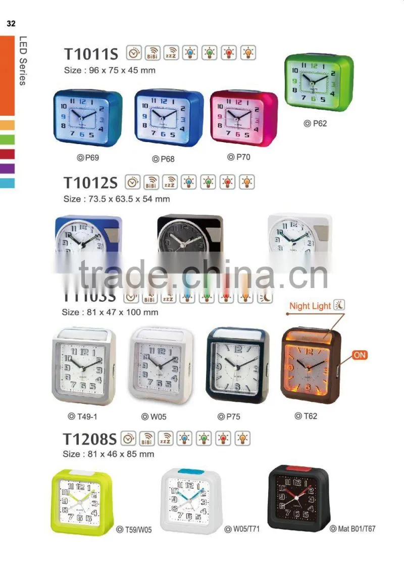 LED touch light square Alarm clocks with snooze crescendo Beep sound