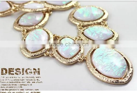 2015 Fashion pearlized cab necklace,statement necklace