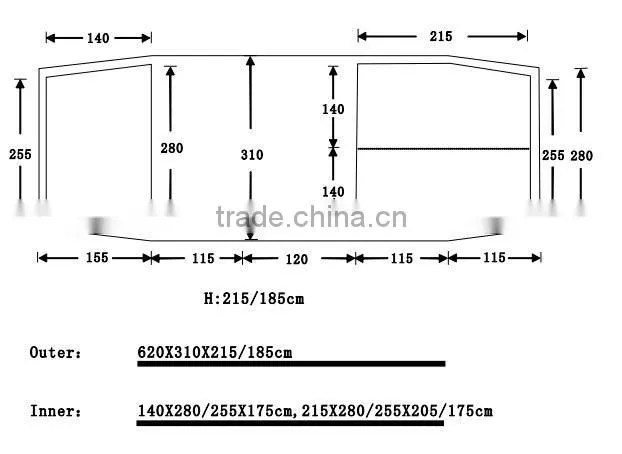 Fiberglass pole and polyester fabric family tent