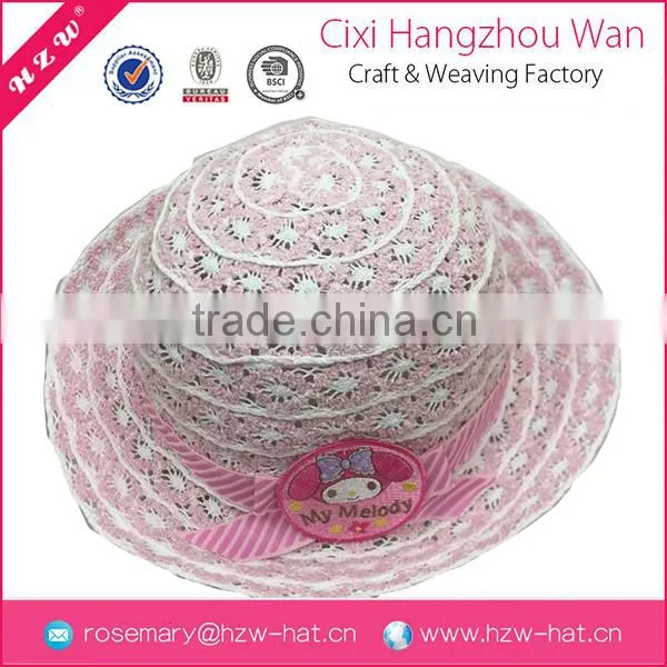 Beautiful hot sale girls lovely pink polyester & cotton hat