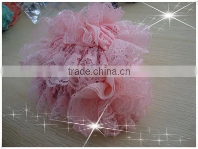custom sweet newborn baby girl lace ruffle pink cotton lace hat