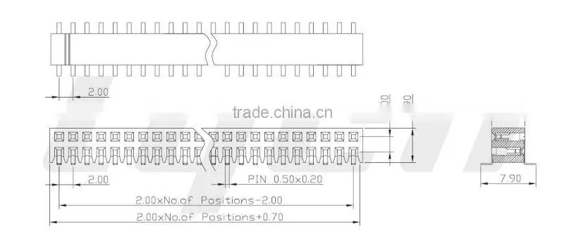 Pitch 2.00mm dual row/side entry/SMT type female header