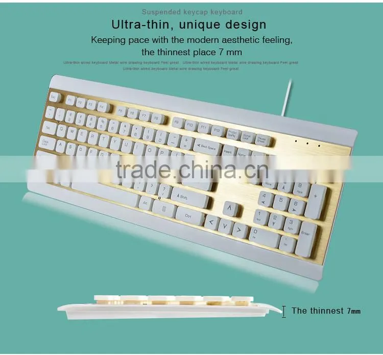 Suspended keycap keyboard_ Metal wire drwing,ultra-thin keyboard