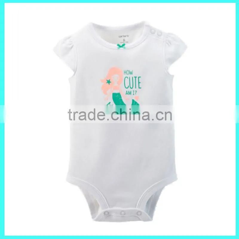 China wholesale websites Cheaper white short sleeves baby romper 100% cotton