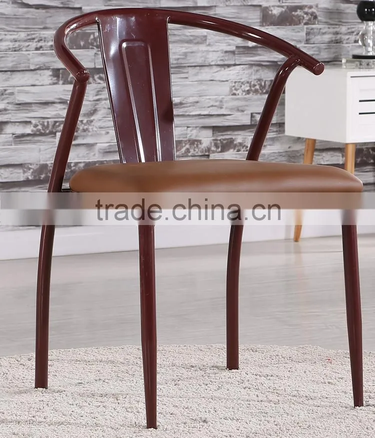 Classical designer leather chair metal frame