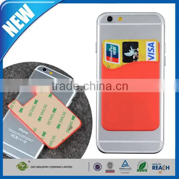 C&T 2-in-1 Silicone Adhesive 3M Sticky Wallet Card ID Holder For Smart Phone