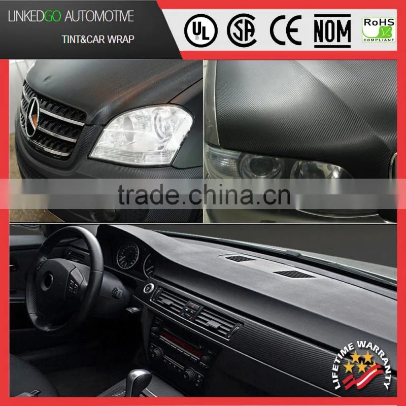 Wholesale fiber vinyl 1.52*30M waterproof black 3d carbon fiber vinyl