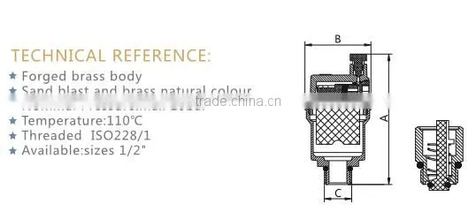 ART.5054 China manufacture high quality heavy type full forged all brass small automatic air vent release valve with brass color