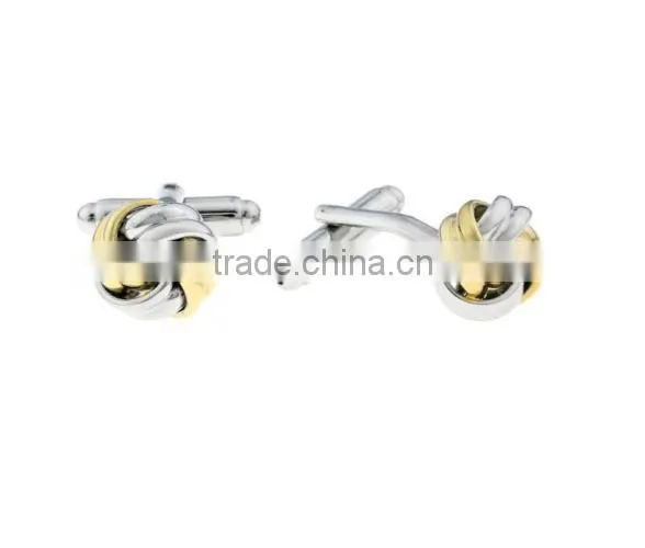 Stainless Steel gold IP-plated knots design Cuff links