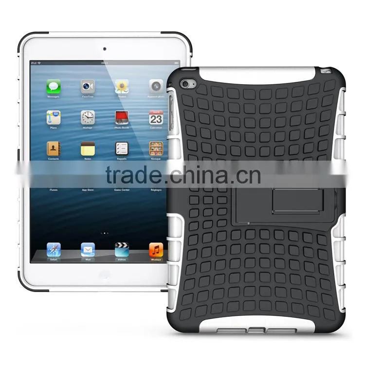 Smart cover 8 colors PC+TPU hybrid combo heavy duty holster kickstand shockproof case cover for ipad mini 4