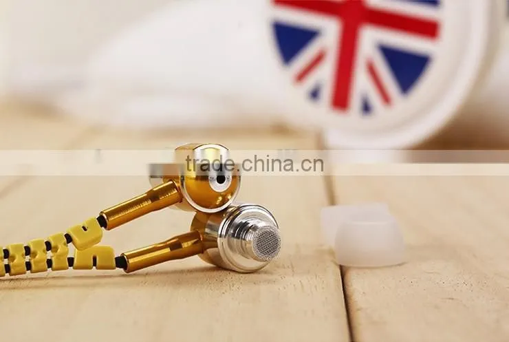 newest design hot selling zipper headphones zipper earphone for mobile phone