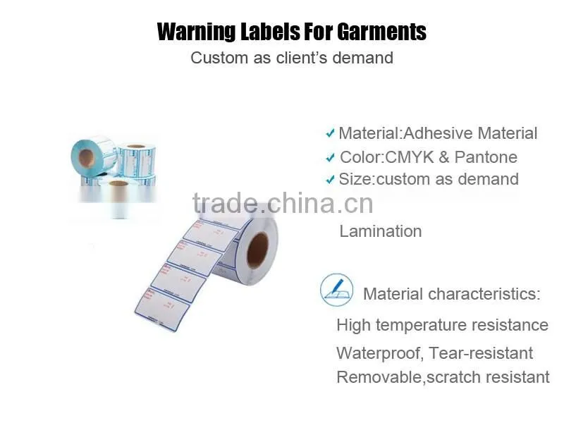 Eggshell Security Transportation Warning Labels For Garments
