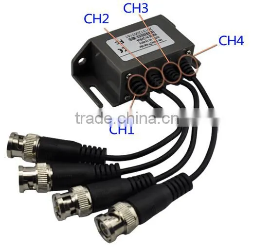 4chs Passive Video Balun for CCTV Camera with BNC connector