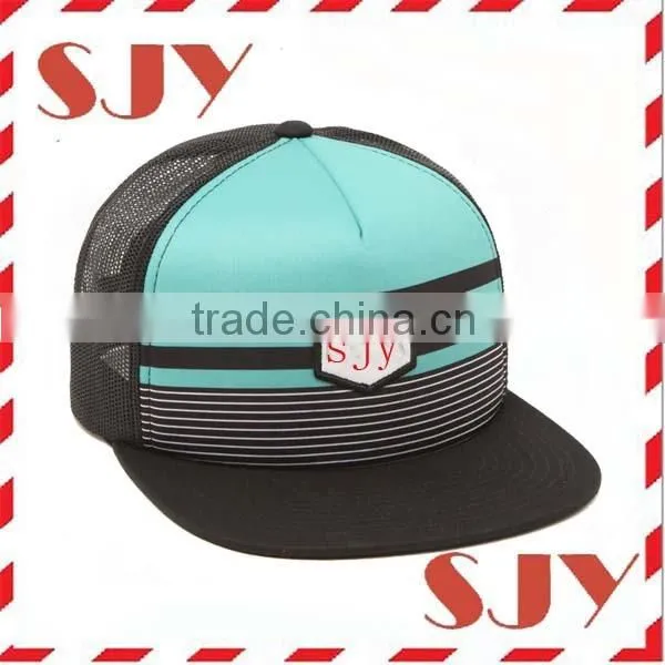 100%polyester heat transfer full mesh snapback wide brim tennis hat