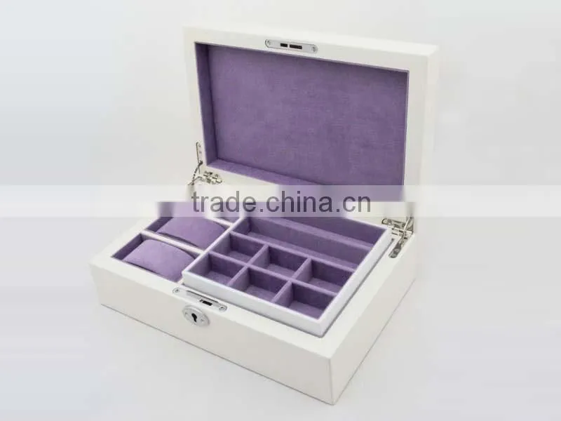 Custom High gloss piano lacquer white jewelry Wooden Box