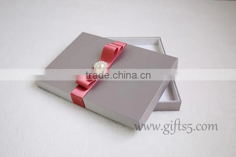 Fancy wedding invitation gift box with ribbon