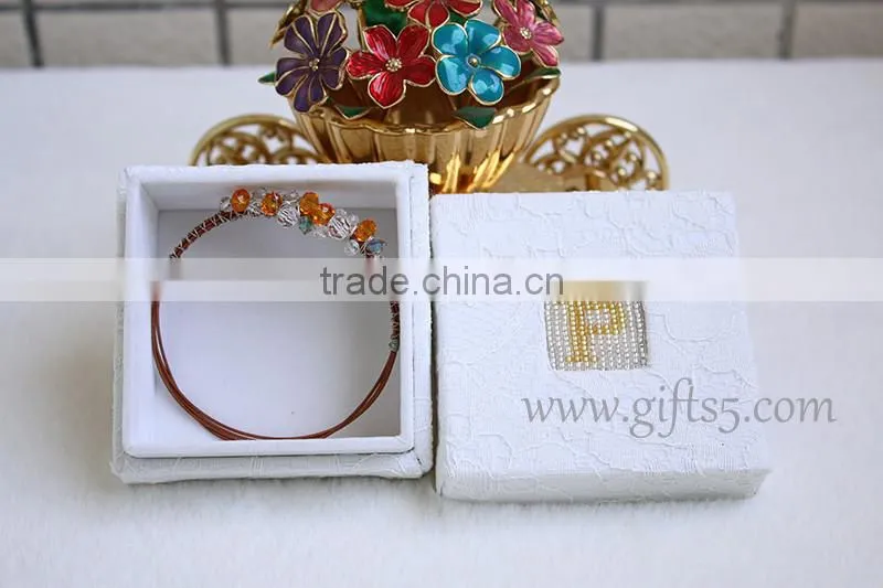 Hot sale jewelry box wedding gift jewelry box with beaded name plate of P