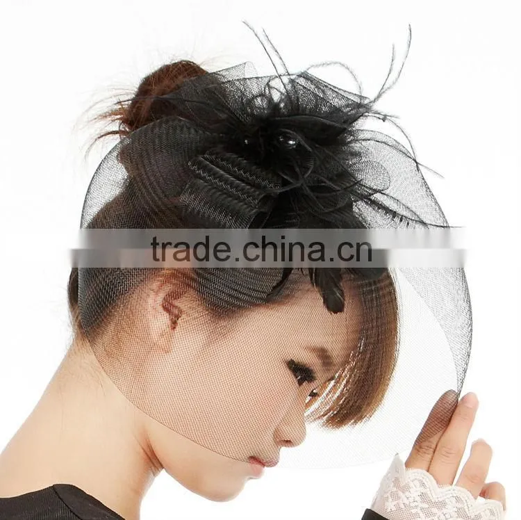 MYLOVE black wedding veil fascinator mini top hat MLSM013
