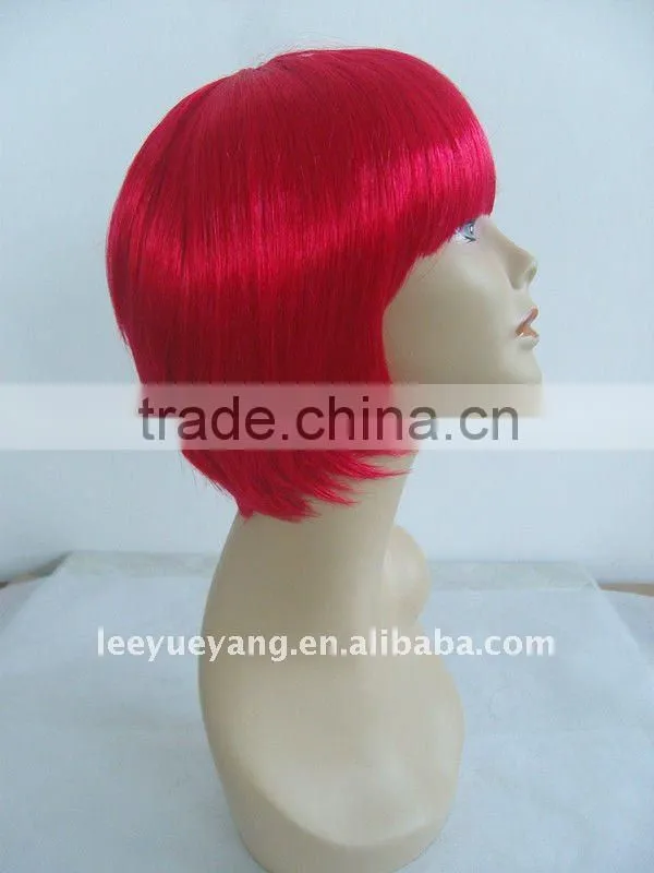 Perfect showy red color short bob wigs cosplay