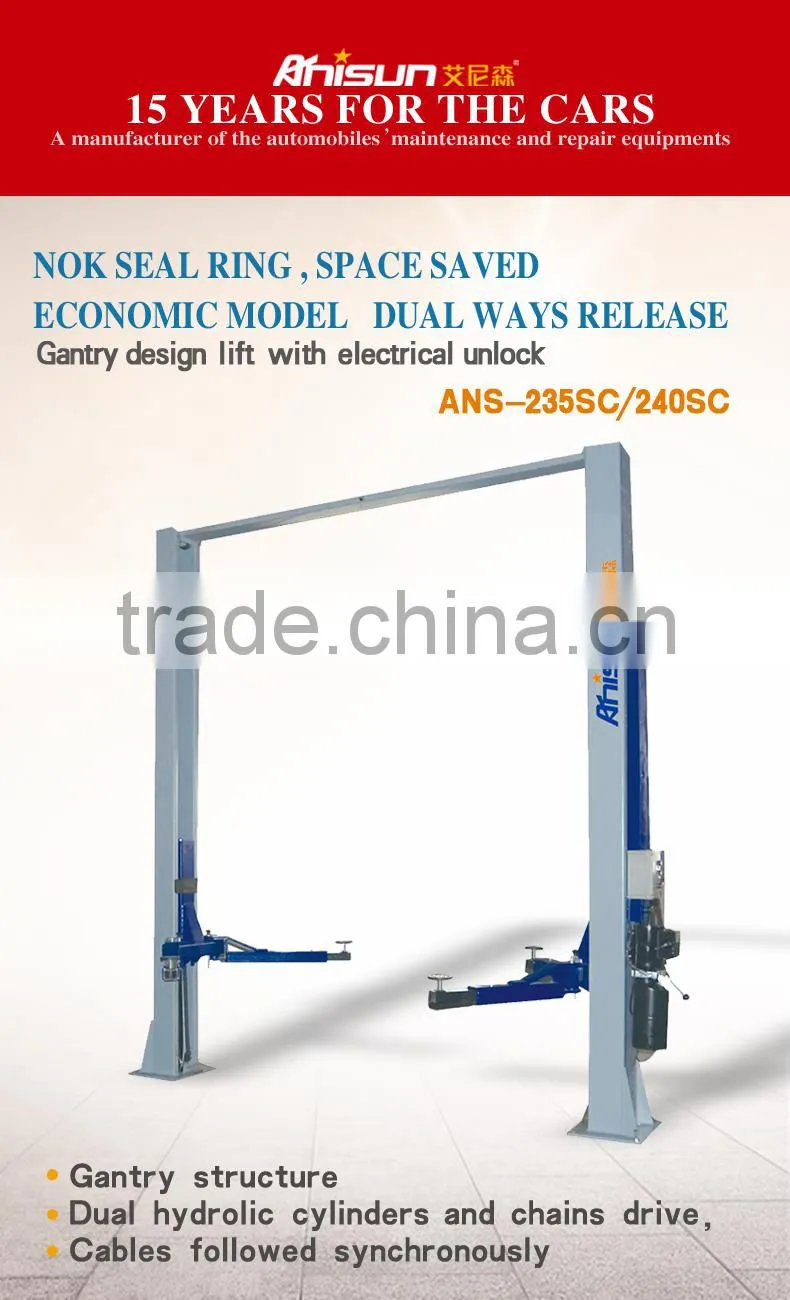 two post hydraulic cylinder frame car lift , clear floor car lift,3500kg