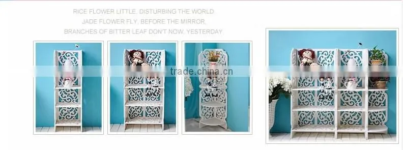 White color water proof DIY carved storage shelves with 4 layer width 42cm(FH-BL0442)
