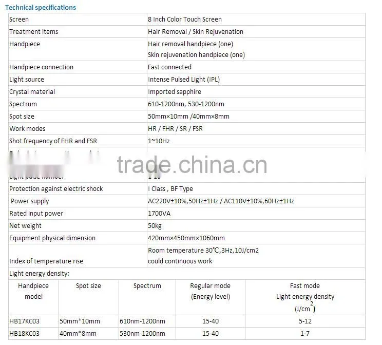 Skin Rejuvenation OPT IPL Hair Removal Equipment with best price
